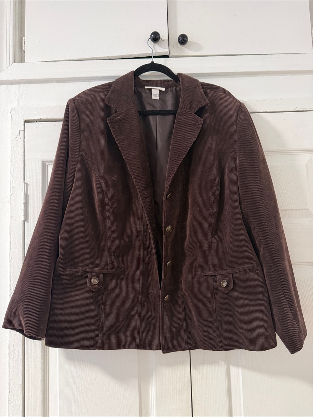 dressbarn Brown Corduroy-Trim Jacket